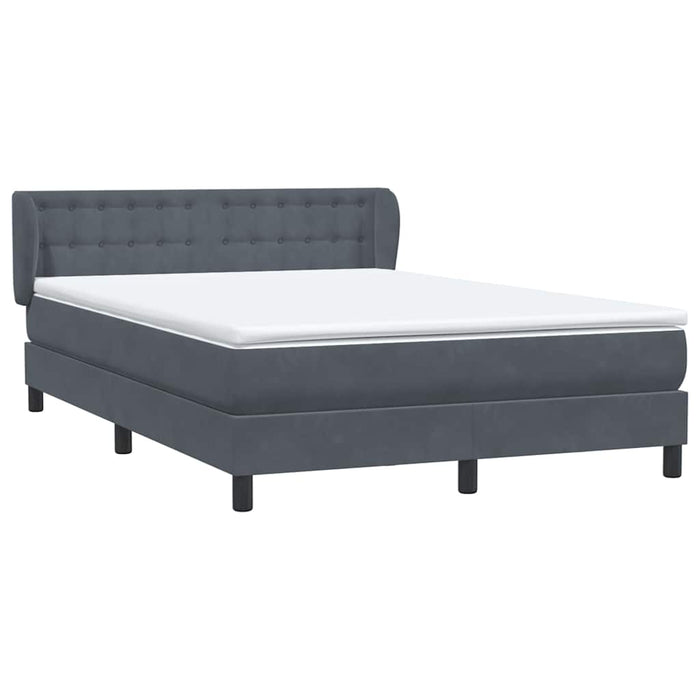 Pat box spring cu saltea, gri închis, 160x210 cm, catifea WALTI