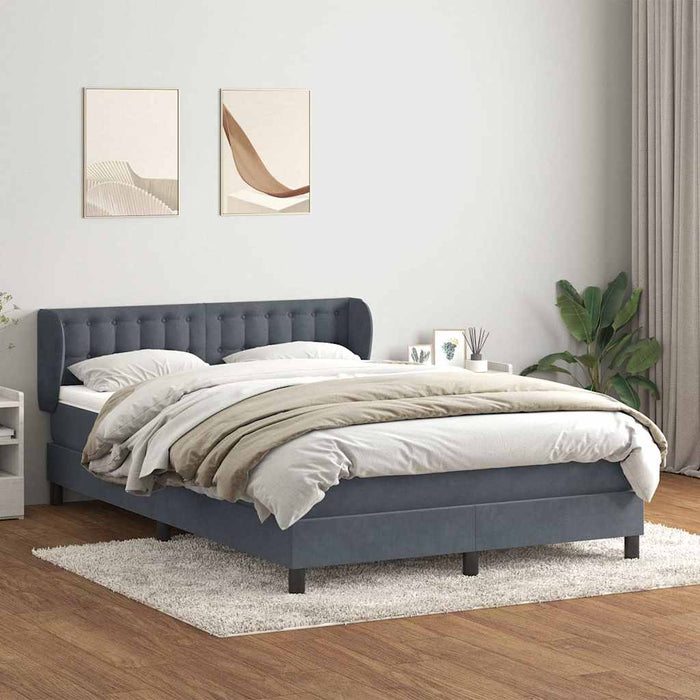 Pat box spring cu saltea, gri închis, 160x210 cm, catifea WALTI