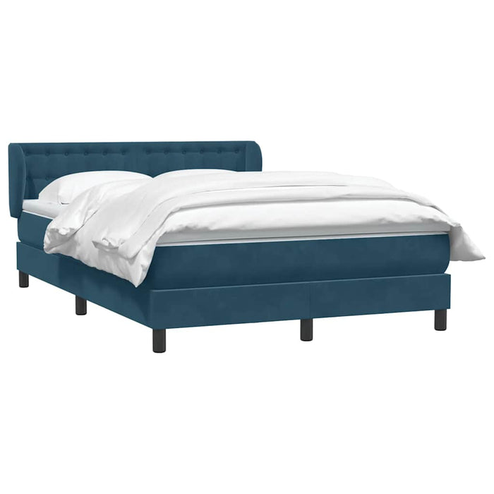 Pat box spring cu saltea, albastru închis, 160x210 cm, catifea WALTI