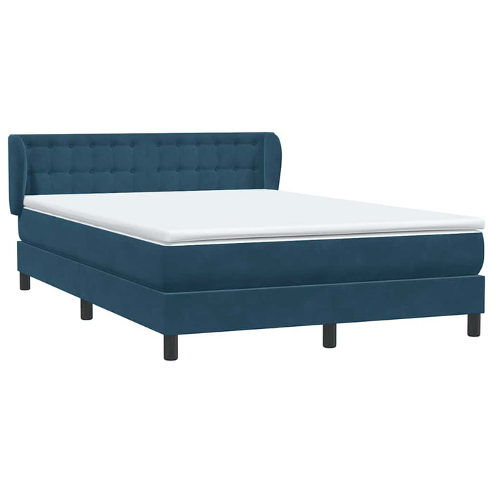 Pat box spring cu saltea, albastru închis, 160x210 cm, catifea WALTI