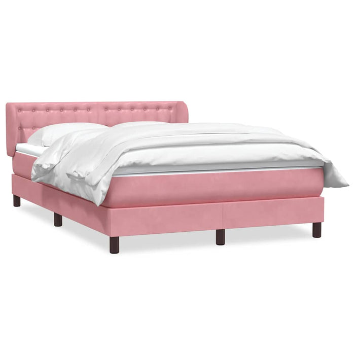 Pat box spring cu saltea, roz, 160x210 cm, catifea WALTI