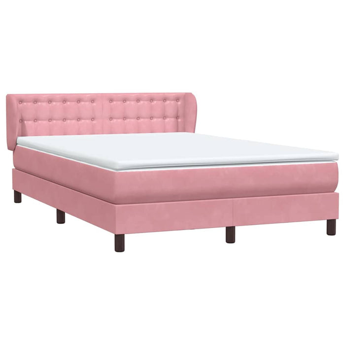 Pat box spring cu saltea, roz, 160x210 cm, catifea WALTI