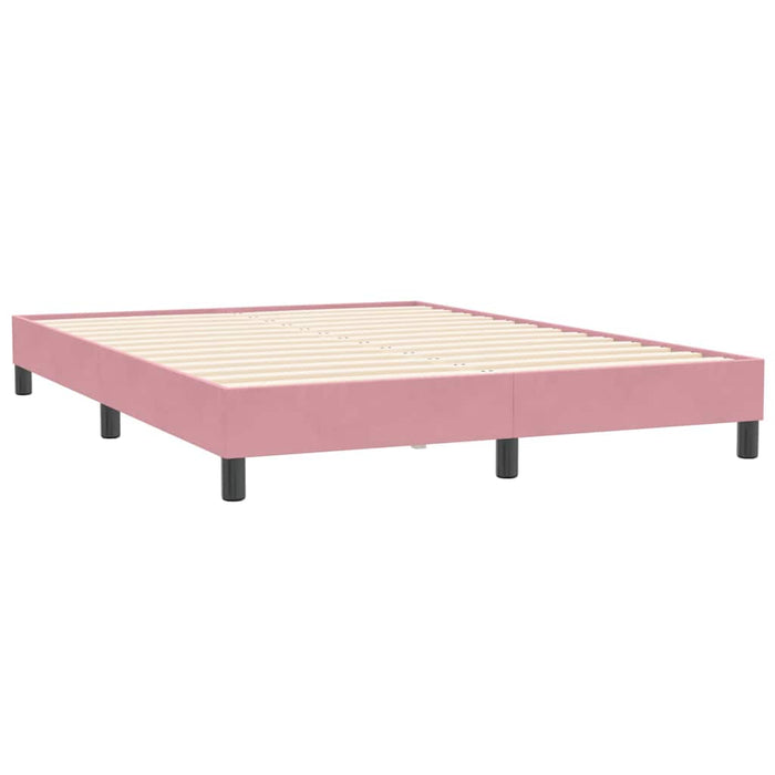 Pat box spring cu saltea, roz, 160x210 cm, catifea WALTI