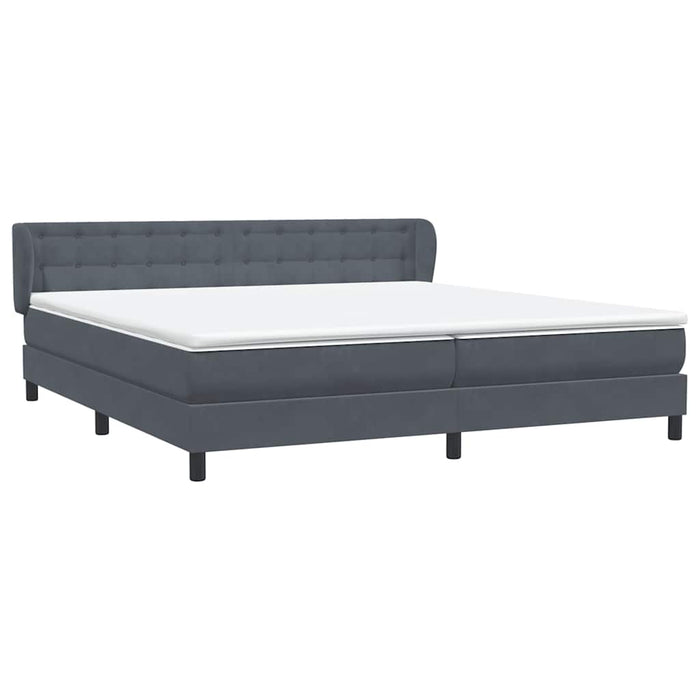 Pat cu arcuri cu saltele gri închis 200x210 cm catifea WALTI