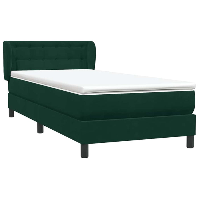 Pat box spring cu saltea, verde închis, 80x220 cm, catifea - WALTI WALTI