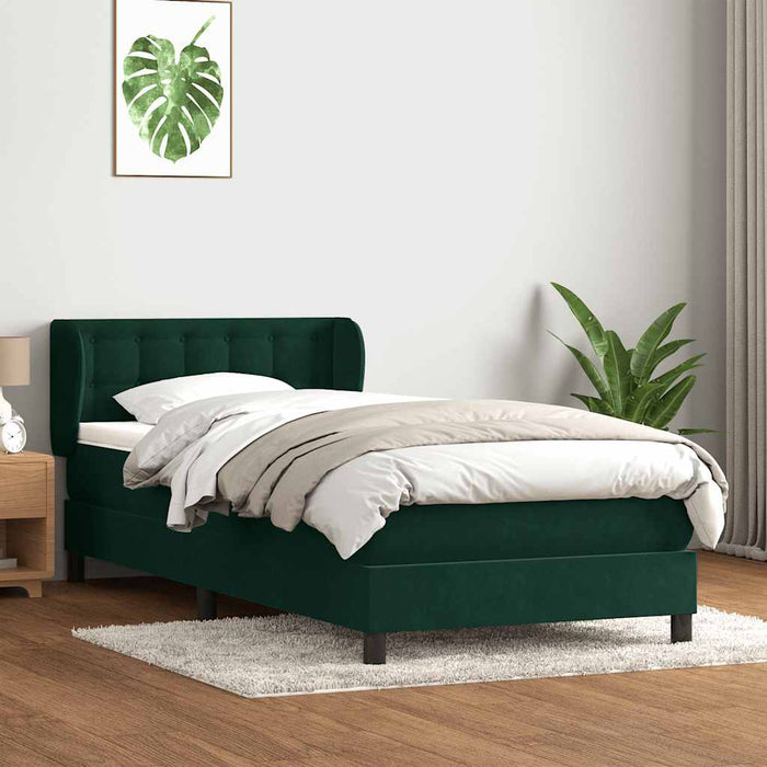 Pat box spring cu saltea, verde închis, 80x220 cm, catifea - WALTI WALTI
