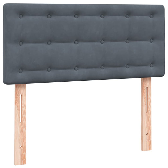 Pat box spring cu saltea, gri închis, 90x220 cm, catifea - WALTI WALTI