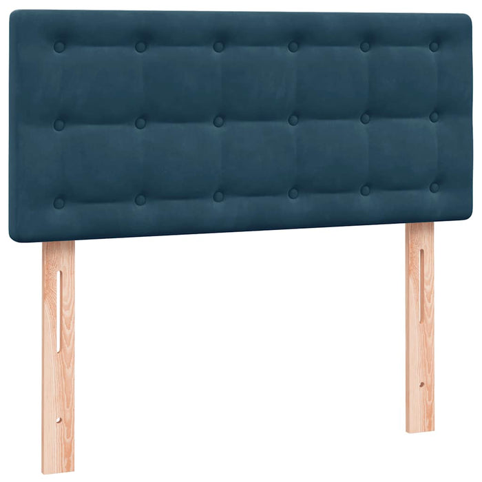 Pat box spring cu saltea, albastru închis, 100x220 cm, catifea WALTI