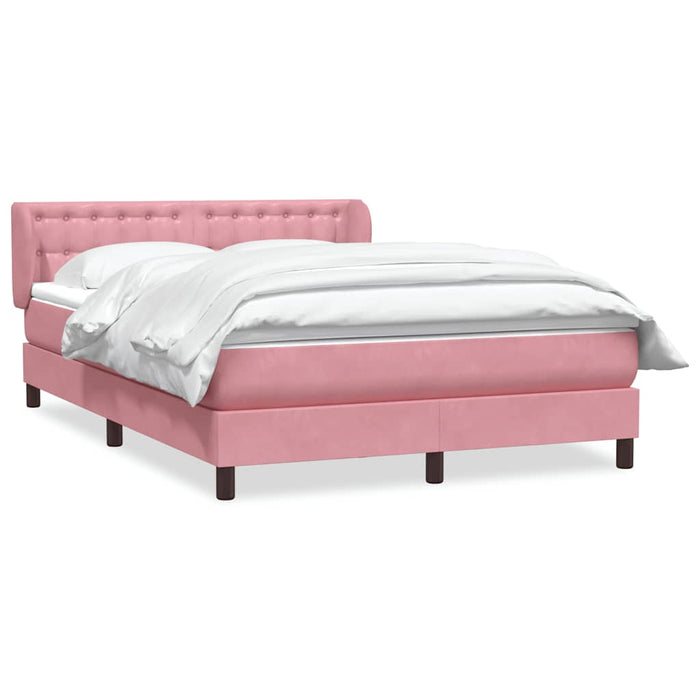 Pat box spring cu saltea, roz, 140x220 cm, catifea - WALTI WALTI