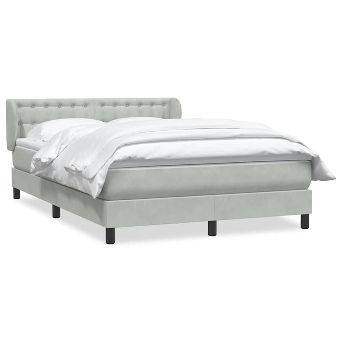 Pat box spring cu saltea, gri deschis, 160x220 cm, catifea - WALTI WALTI