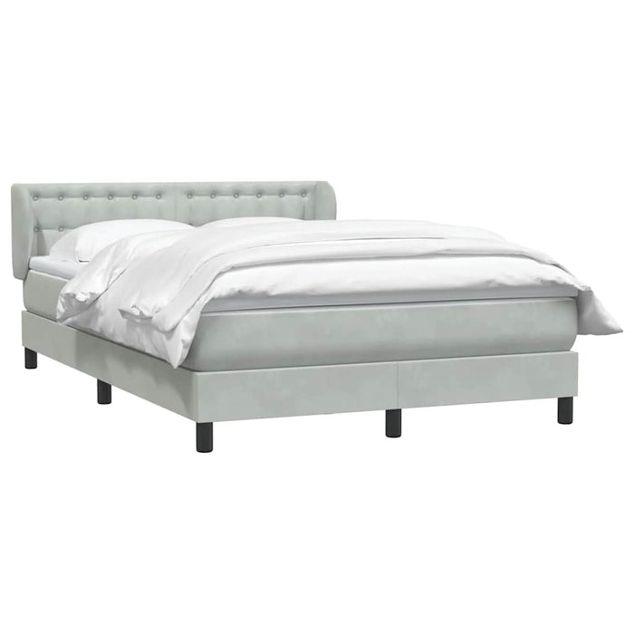 Pat box spring cu saltea, gri deschis, 160x220 cm, catifea - WALTI WALTI
