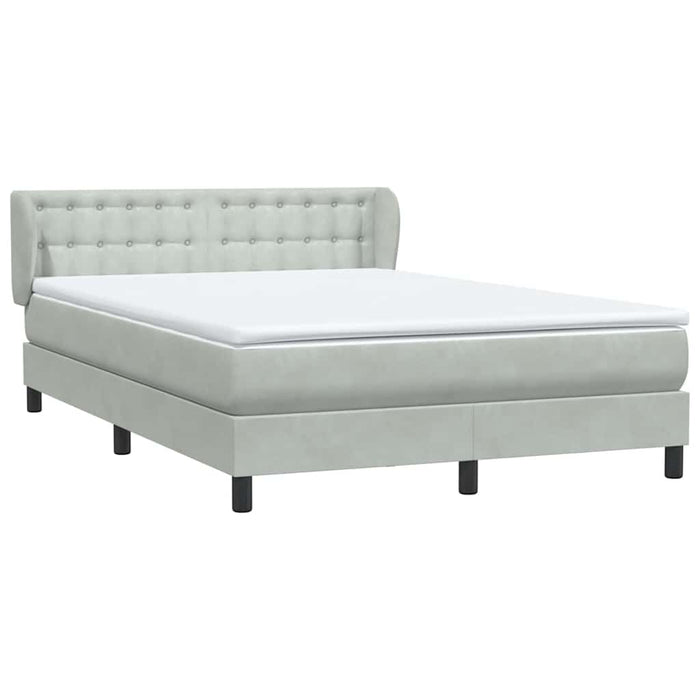 Pat box spring cu saltea, gri deschis, 160x220 cm, catifea - WALTI WALTI
