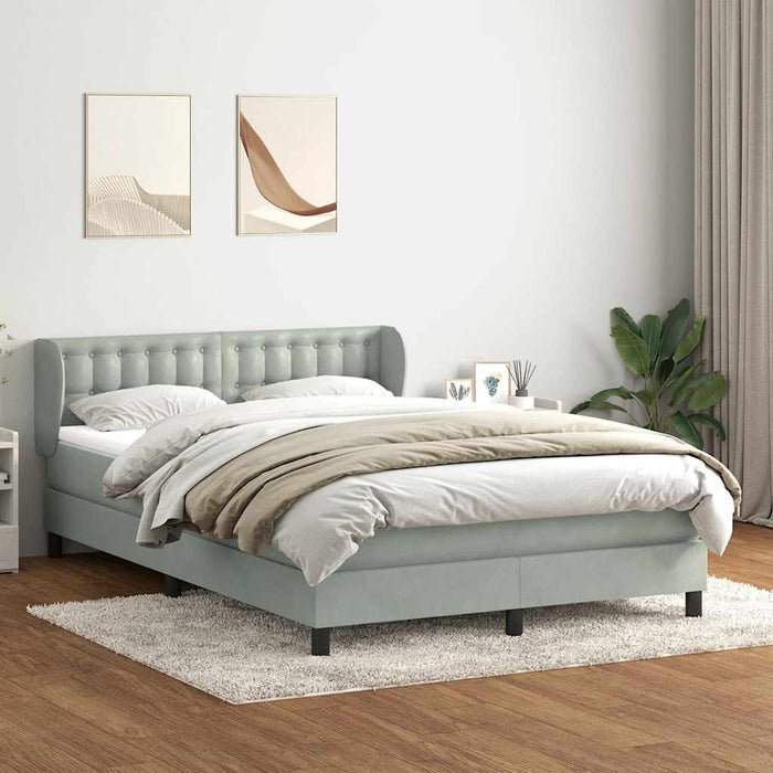 Pat box spring cu saltea, gri deschis, 160x220 cm, catifea - WALTI WALTI