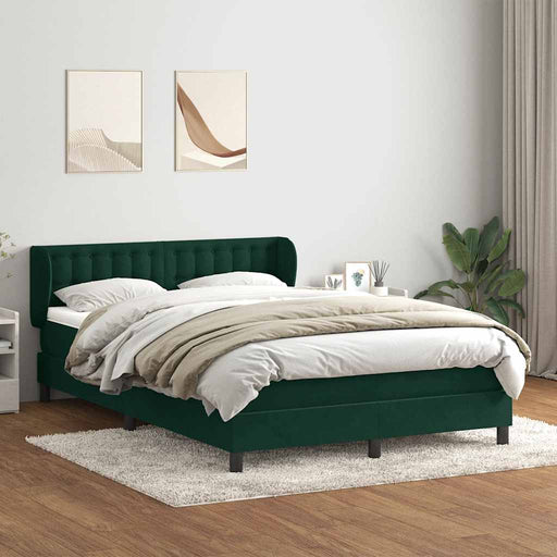 Pat box spring cu saltea, verde închis, 160x220 cm, catifea - WALTI WALTI