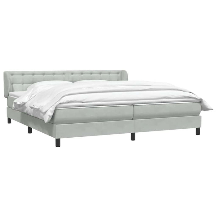 Pat cu arcuri cu saltele gri deschis 180x220 cm catifea WALTI