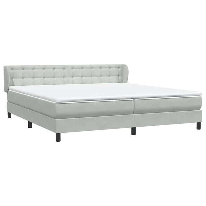Pat cu arcuri cu saltele gri deschis 180x220 cm catifea WALTI