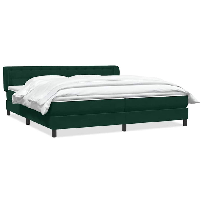 Pat cu arcuri cu saltele verde închis 180x220 cm catifea WALTI