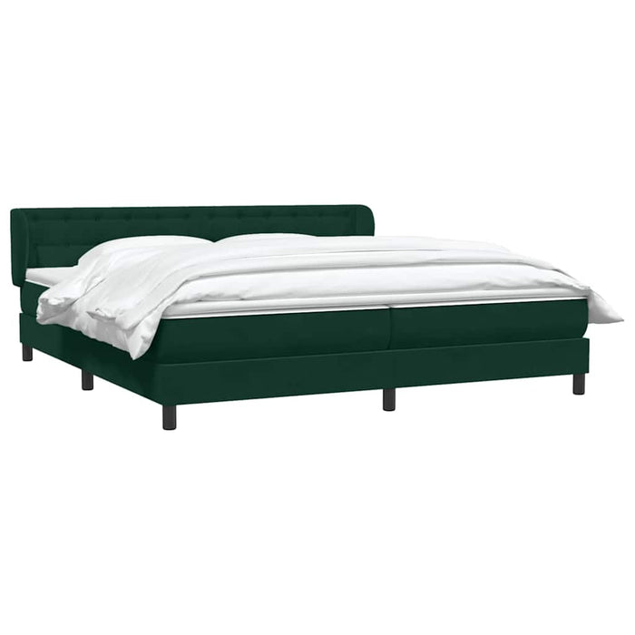 Pat cu arcuri cu saltele verde închis 180x220 cm catifea WALTI
