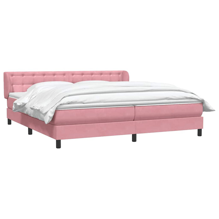 Pat cu arcuri cu saltele roz 200x220 cm catifea WALTI