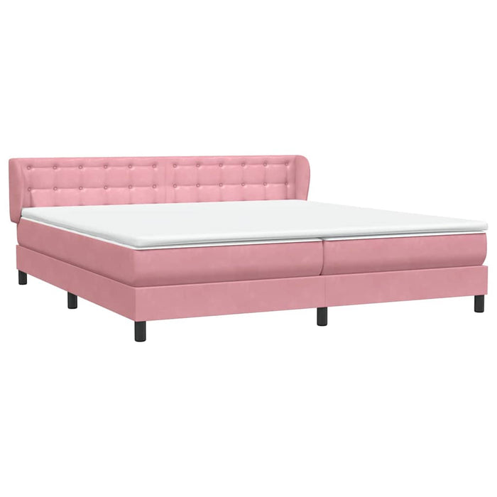 Pat cu arcuri cu saltele roz 200x220 cm catifea WALTI