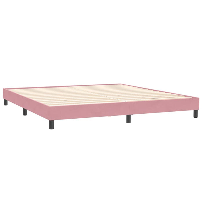 Pat cu arcuri cu saltele roz 200x220 cm catifea WALTI