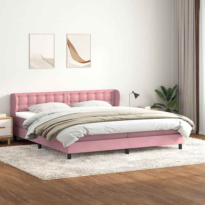 Pat cu arcuri cu saltele roz 200x220 cm catifea WALTI