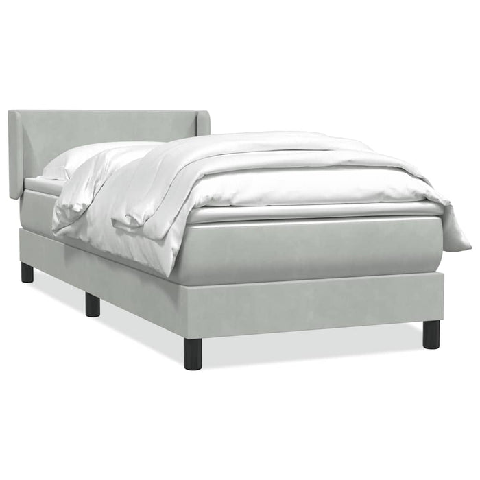 Pat box spring cu saltea, gri deschis, 80x210 cm, catifea - WALTI WALTI