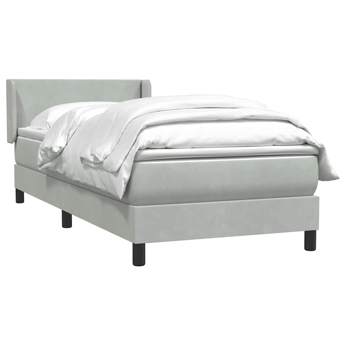 Pat box spring cu saltea, gri deschis, 80x210 cm, catifea - WALTI WALTI