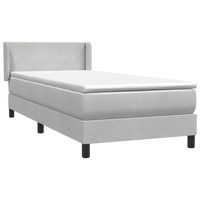 Pat box spring cu saltea, gri deschis, 80x210 cm, catifea - WALTI WALTI