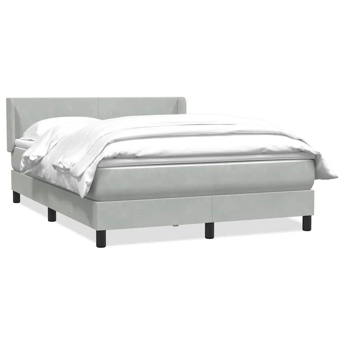 Pat box spring cu saltea, gri deschis, 160x210 cm, catifea WALTI