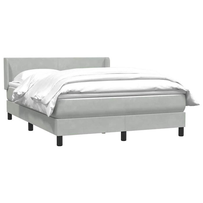 Pat box spring cu saltea, gri deschis, 160x210 cm, catifea WALTI