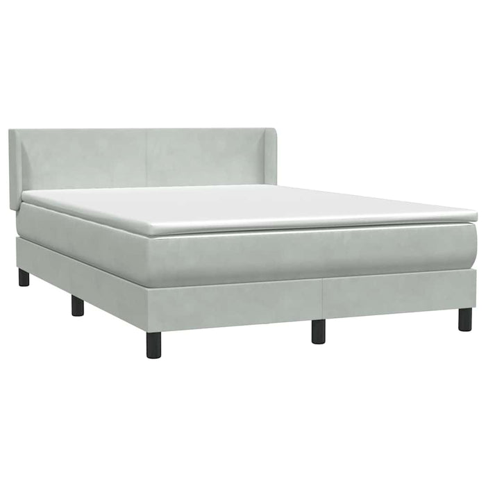 Pat box spring cu saltea, gri deschis, 160x210 cm, catifea WALTI