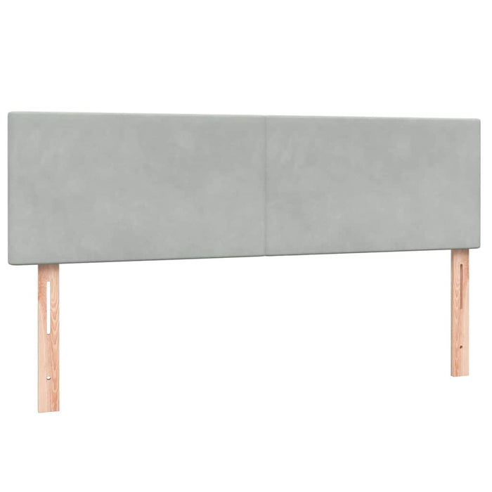 Pat box spring cu saltea, gri deschis, 160x210 cm, catifea WALTI