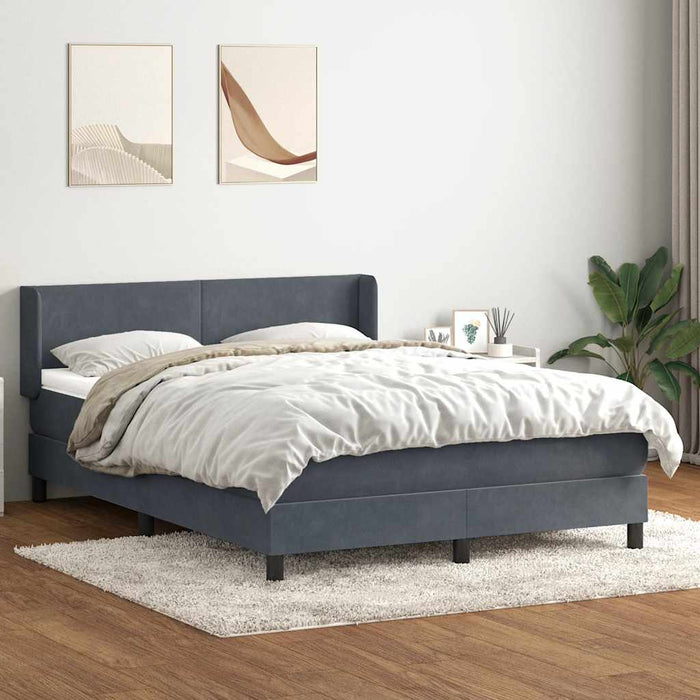 Pat box spring cu saltea, gri închis, 160x210 cm, catifea WALTI