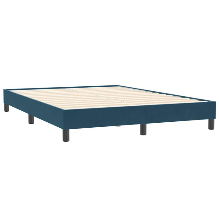 Pat box spring cu saltea, albastru închis, 160x210 cm, catifea WALTI