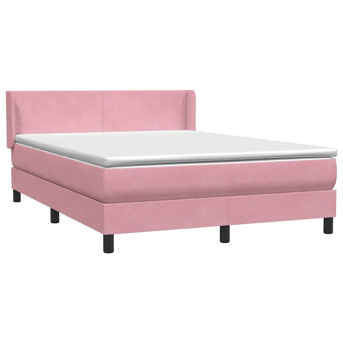 Pat box spring cu saltea, roz, 160x210 cm, catifea - WALTI WALTI