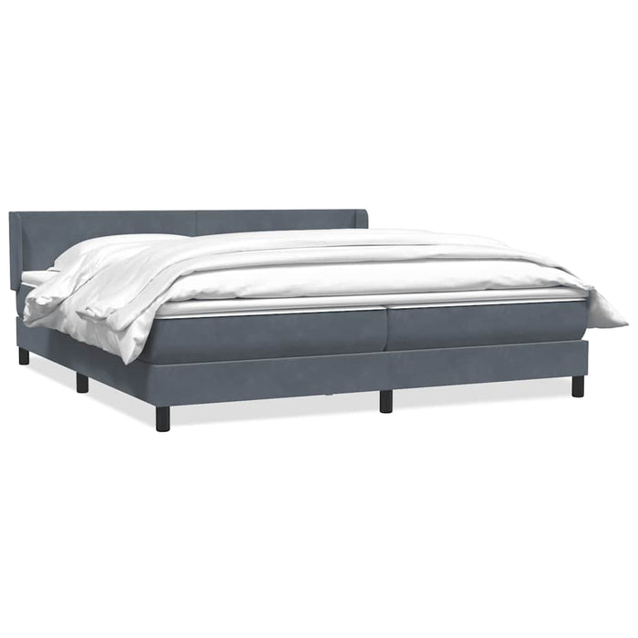 Pat box spring cu saltea, gri închis, 200x210 cm, catifea WALTI