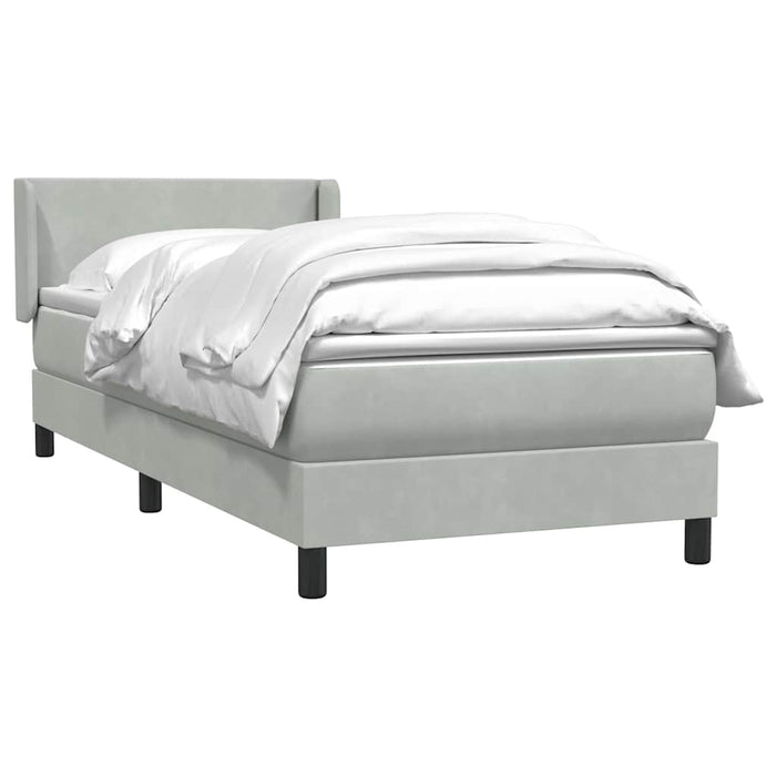 Pat box spring cu saltea, gri deschis, 80x220 cm, catifea - WALTI WALTI