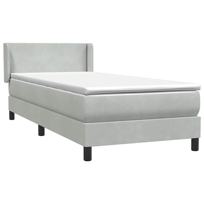 Pat box spring cu saltea, gri deschis, 80x220 cm, catifea - WALTI WALTI