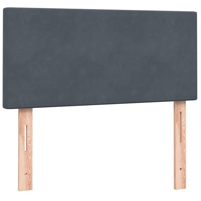 Pat box spring cu saltea, gri închis, 80x220 cm, catifea WALTI