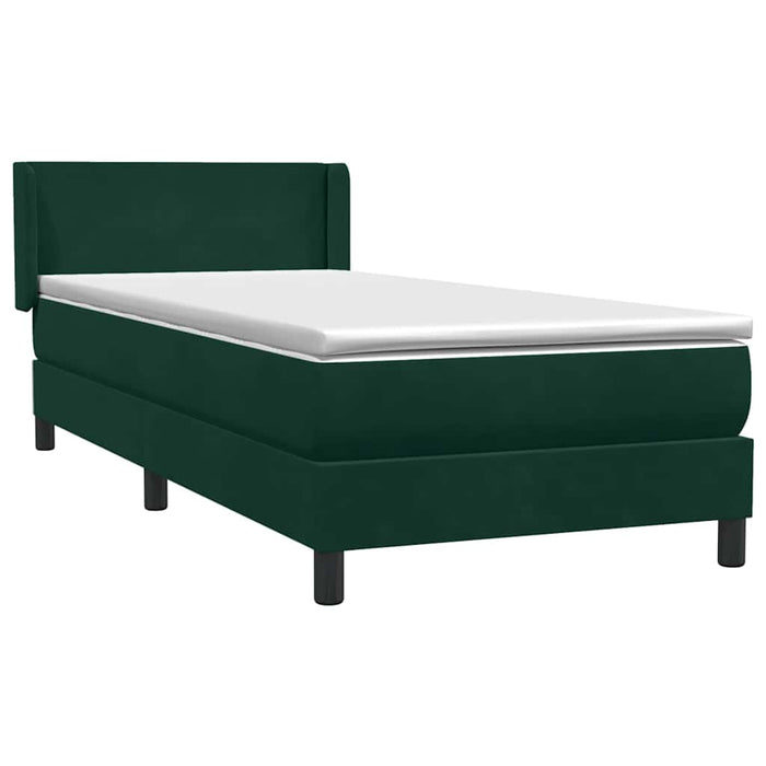 Pat box spring cu saltea, verde închis, 80x220 cm, catifea - WALTI WALTI