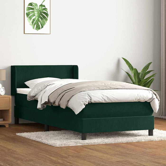 Pat box spring cu saltea, verde închis, 80x220 cm, catifea - WALTI WALTI