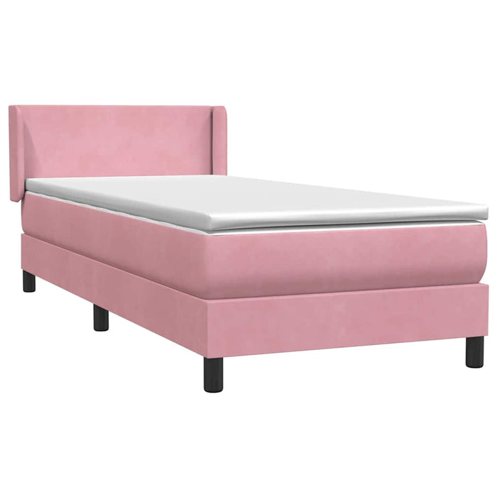 Pat box spring cu saltea, roz, 80x220 cm, catifea - WALTI WALTI
