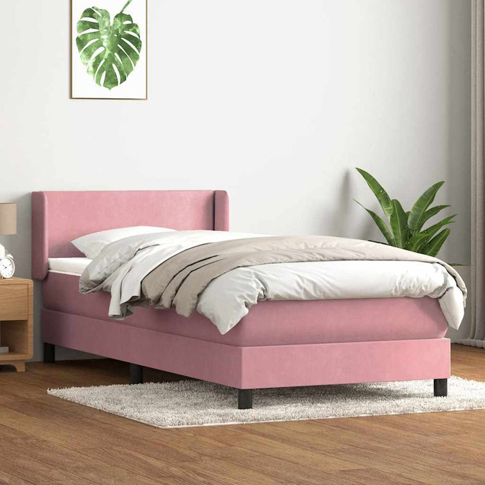 Pat box spring cu saltea, roz, 80x220 cm, catifea - WALTI WALTI