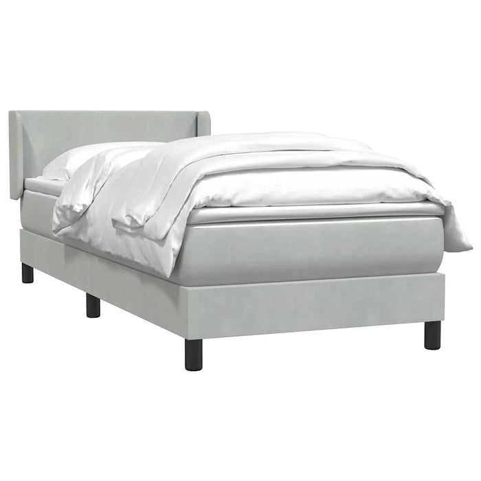 Pat box spring cu saltea, gri deschis, 90x220 cm, catifea - WALTI WALTI