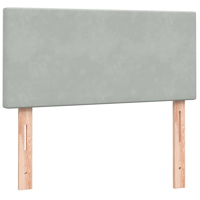Pat box spring cu saltea, gri deschis, 90x220 cm, catifea - WALTI WALTI