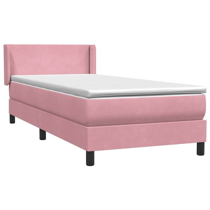 Pat box spring cu saltea, roz, 90x220 cm, catifea - WALTI WALTI