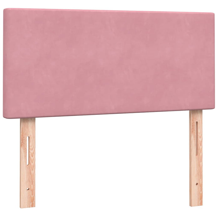 Pat box spring cu saltea, roz, 90x220 cm, catifea - WALTI WALTI
