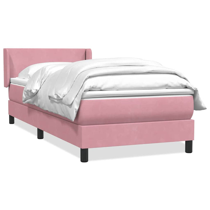 Pat box spring cu saltea, roz, 90x220 cm, catifea - WALTI WALTI