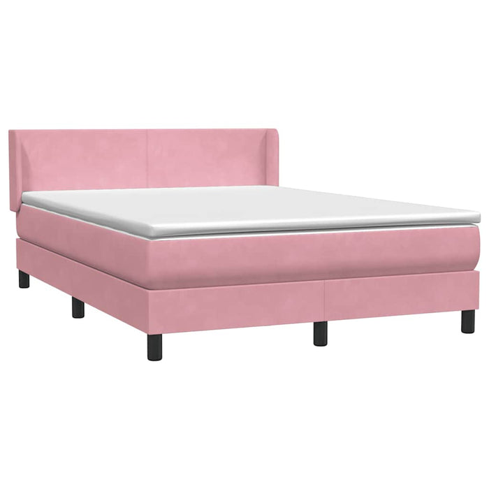 Pat box spring cu saltea, roz, 140x220 cm, catifea - WALTI WALTI